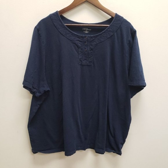 Liz & Me For Catherines Tops - Liz & Me For Catherines Womens Short Sleeve Top Size 3X Blue Round Neck Pullover